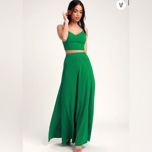 NWT Lulus Out Tonight Green Two-Piece Jumpsuit